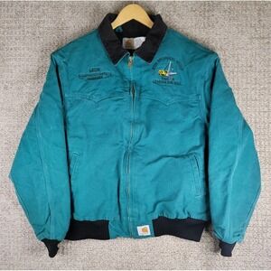 Vintage Carhartt Full Zip J13 AQU Duck Santa Fe Jacket Men's‎ Size XXL Green